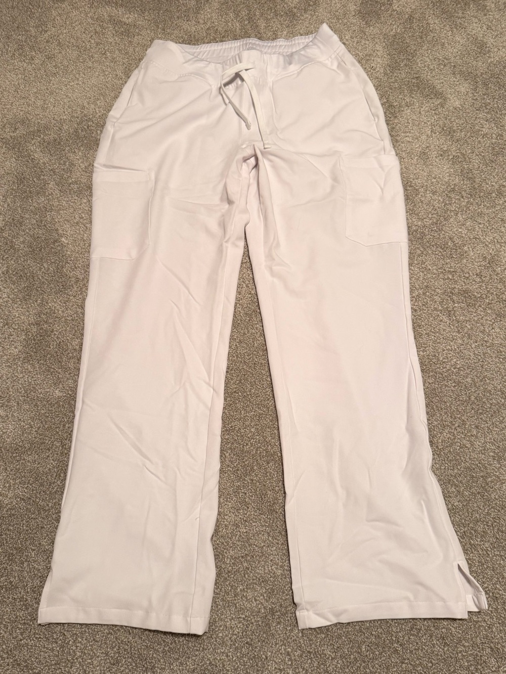 Mandala women’s small petite White Drawstring Wide-Leg Scrub Pants